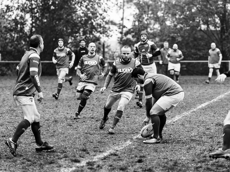 Bertrand Deham de la société ODB en plein match de rugby, Nivelles, 2018